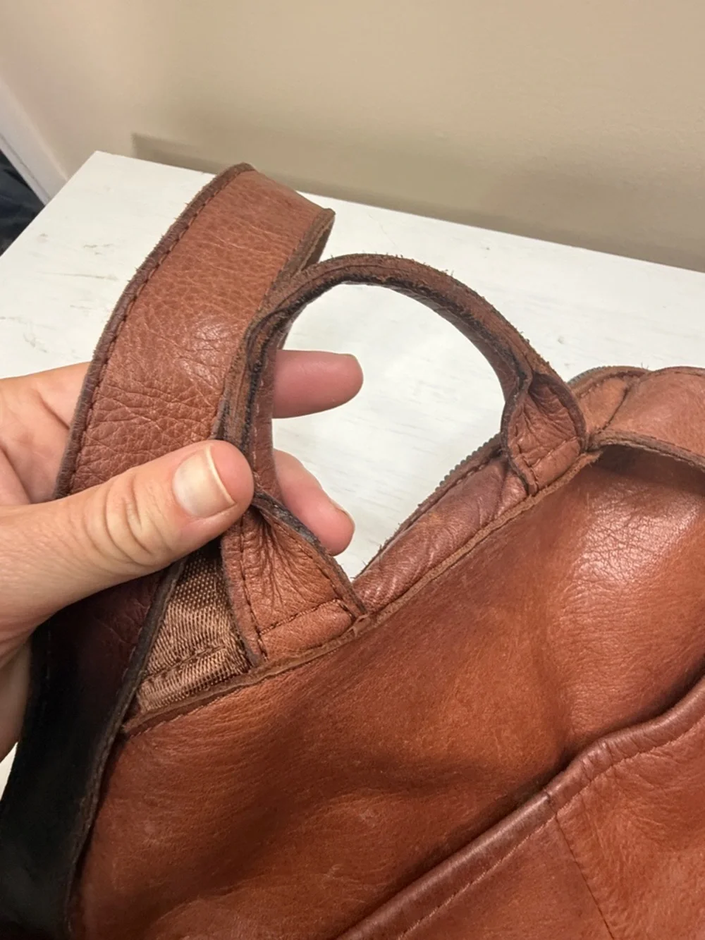 Leather Men's Tan Leather Backpack - Classic Everyday Carry